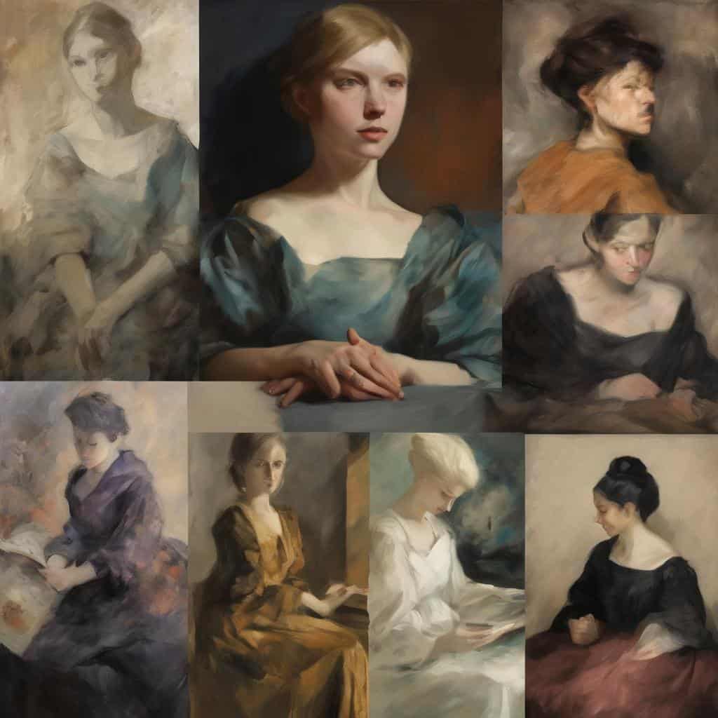 σήματα, συναισθηματική κατανόηση στην τέχνη, πίνακες πορτραίτων γυναικών, εκφραστικό ζωγραφικό έργο, ενσυναίσθηση μέσω τέχνης.